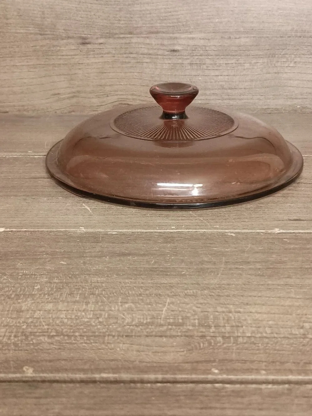 Vintage Pyrex V-1.5-C Cranberry Replacement Lid Round Glass 7.25